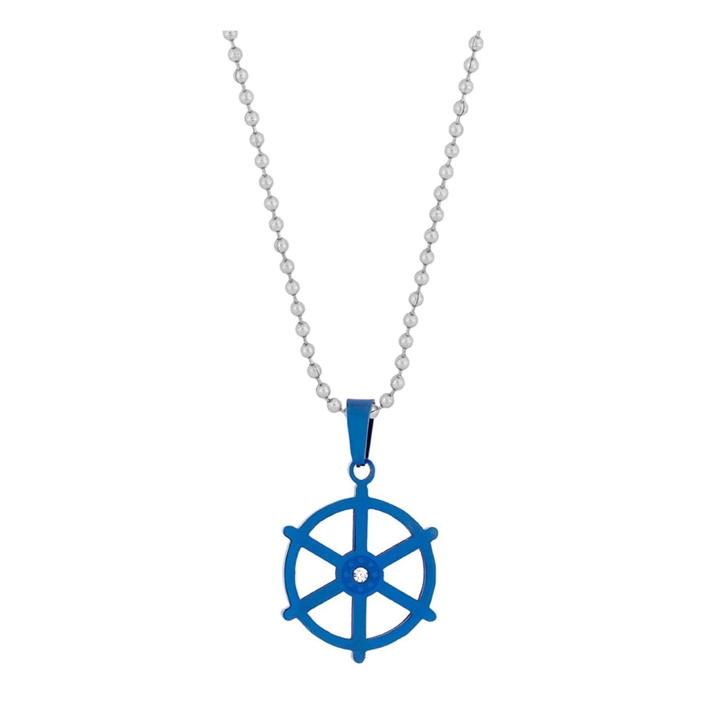 Anchor Rhodium Blue Silver Stainless Steel Combo Couple Pendant Chain, a symbol of strength and unity for couples who are ready to set sail on their journey together