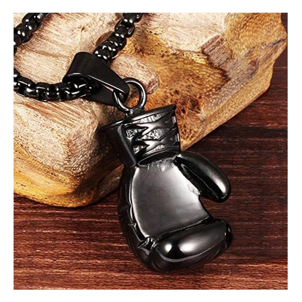 Gleaming Boxing Glove Silver Rhodium Stainless Steel Pendant Chain with a Touch of Sophistication