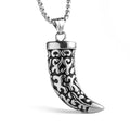 Bold and Striking Wolf Tooth Replica Silver Stainless Steel Pendant Chain For Men