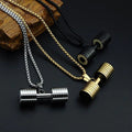 Muscular Elegance Barbell Dumbbell Macho Large Heavy Gold Stainless Steel Pendant Chain For Men