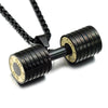 Muscular Elegance Barbell Dumbbell Macho Large Heavy Gold Stainless Steel Pendant Chain For Men