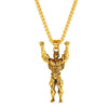 Sculpted Strength Gym Fitness Body Builder Wrestler Gold Stainless Steel Pendant Chain For Men