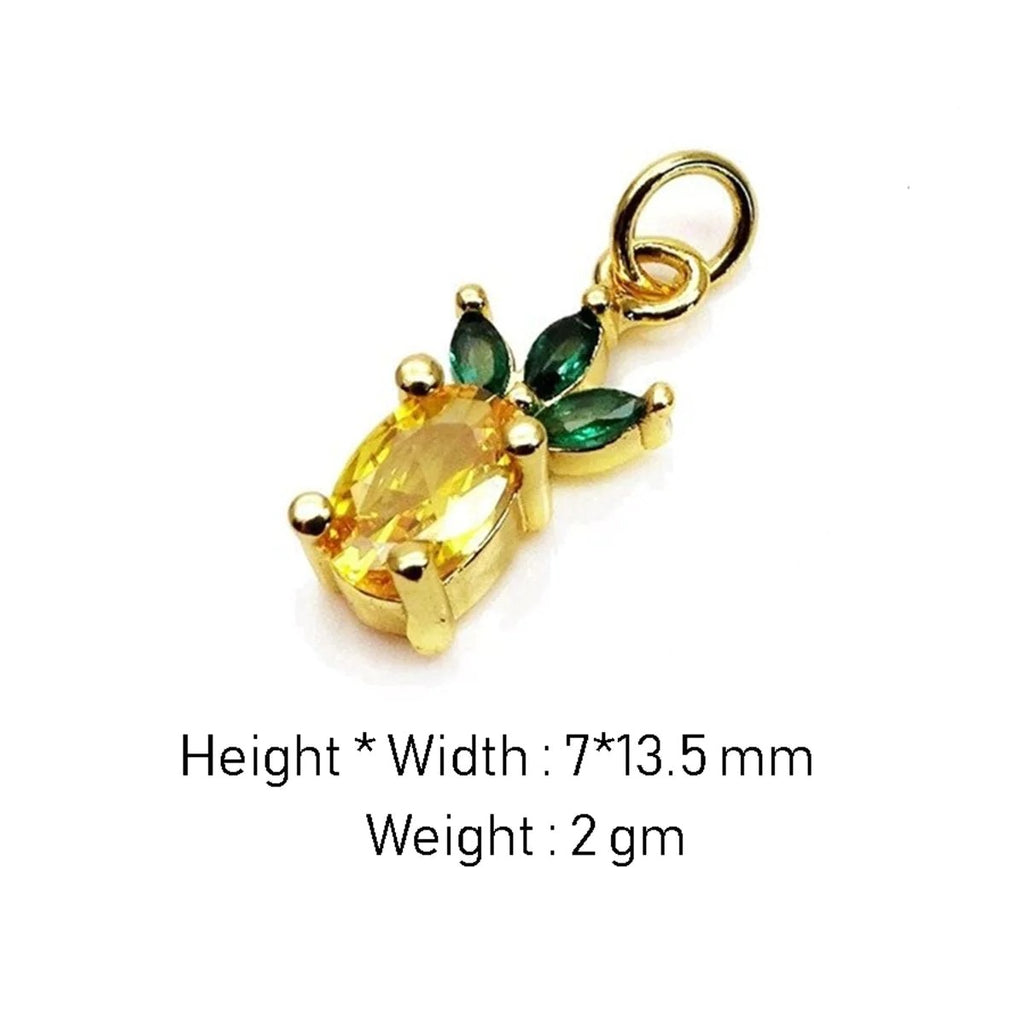 Premium Quality Pineapple Fruit Charms 18K Gold Pendant Chain Necklace For Women & Kids