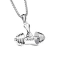 Fitness Silver Stainless Steel Dumbbell Barbell Weight Lifting Pendant Chain - a stylish and symbolic accessory that celebrates your dedication to strength and perseverance Chain for Men