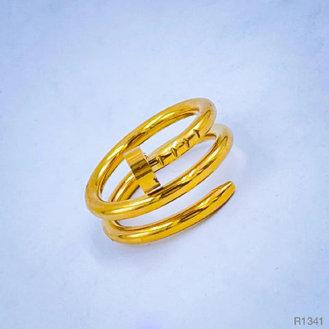 Stunning Stainless Steel Layered Nail 18K Gold Ring for Women, Embodying Elegance