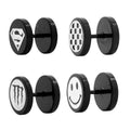 Superman and Monster Smile Stainless Steel Black Stud Earring Pack - 4 Combo