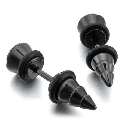 Funky Screw Nail Design Black Stud Earring Pair for Men