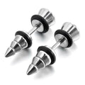 Funky Screw Nail Design Silver Stud Earring Pair for Men