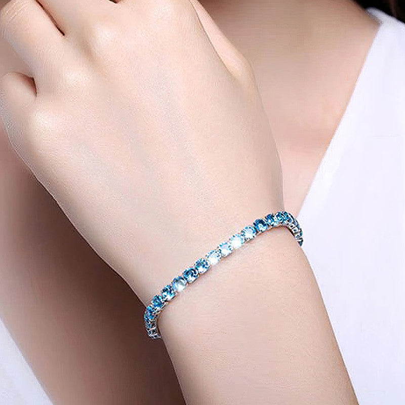 Stainless Steel Round Cut Cubic Zirconia White Anti Tarnish Tennis Bracelet for Women