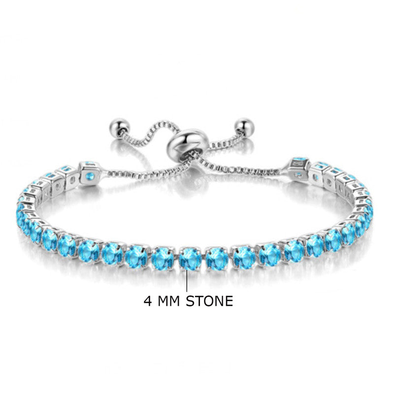 Stainless Steel Round Cut Cubic Zirconia White Anti Tarnish Tennis Bracelet for Women