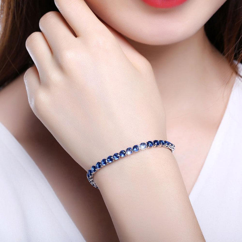 Stainless Steel Round Cut Cubic Zirconia White Anti Tarnish Tennis Bracelet for Women