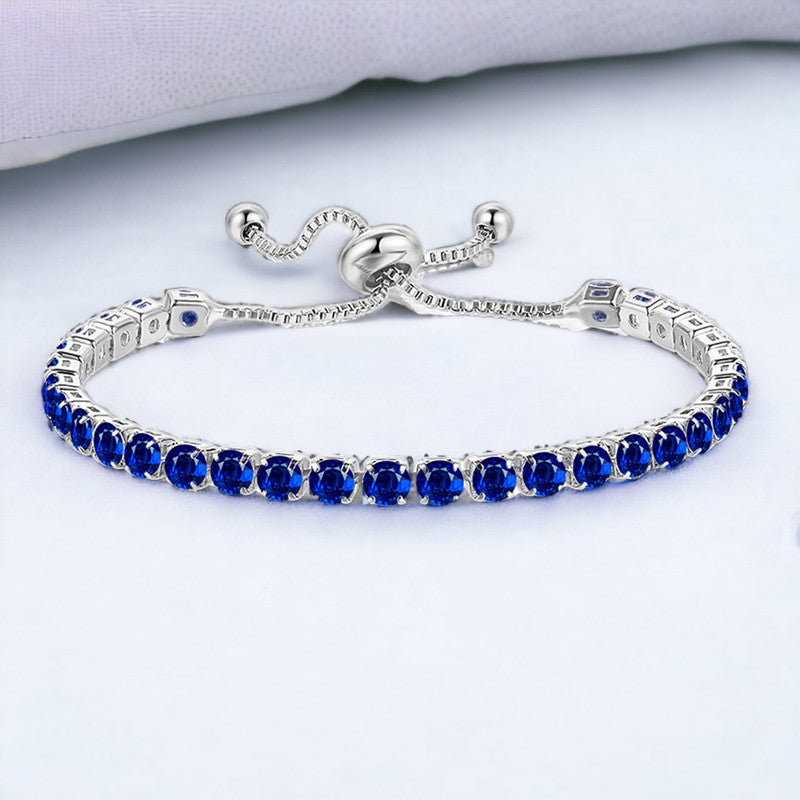 Stainless Steel Round Cut Cubic Zirconia White Anti Tarnish Tennis Bracelet for Women