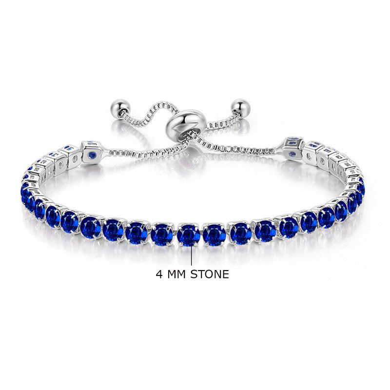 Stainless Steel Round Cut Cubic Zirconia White Anti Tarnish Tennis Bracelet for Women