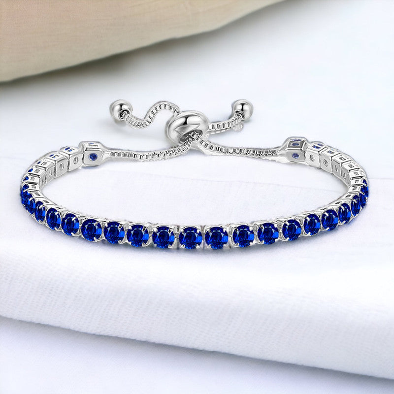 Stainless Steel Round Cut Cubic Zirconia White Anti Tarnish Tennis Bracelet for Women