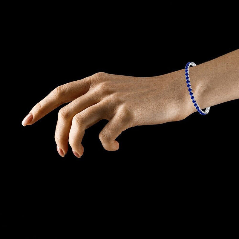 Stainless Steel Round Cut Cubic Zirconia White Anti Tarnish Tennis Bracelet for Women
