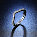 Studded V-Shape Anti-Tarnish American Diamond Adjustable Finger Ring for Women