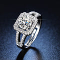American Diamond Studded Geometrical Anti Tarnish Solitaire Adjustable Finger Ring