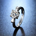 Silver Plated Crystal Studded Bow Tie Anti Tarnish inspired Solitaire Adjustable Finger Ring