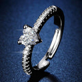 American Diamond Heart-Themed Anti-Tarnish Adjustable Finger Ring for Women