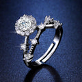 Crystal Studded Contemporary Anti Tarnish Adjustable Solitaire Finger Ring