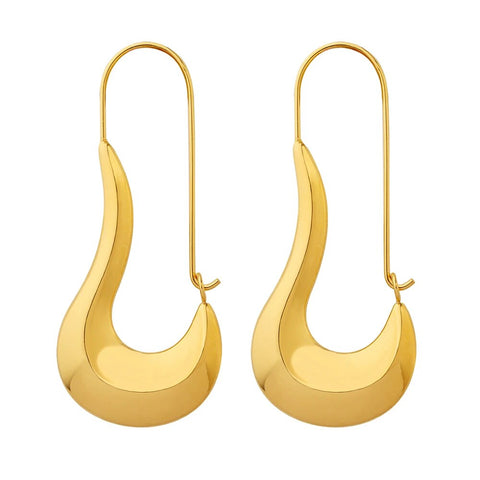 Trendy Geometric Stainless Steel Hoop Long Hanging Daily Wear Earrings for Women
