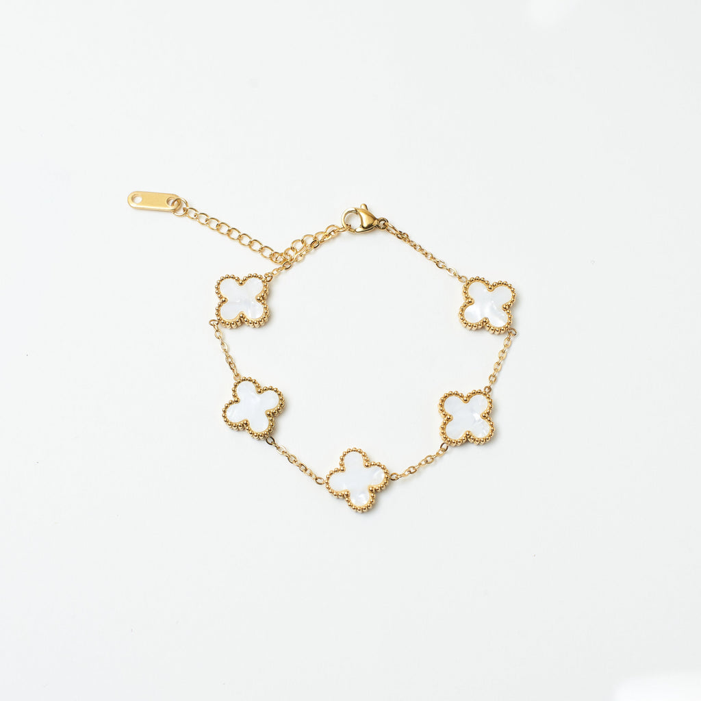 Gold-Plated Golden Anti-Tarnish Clover Bracelet for Girls and Women
