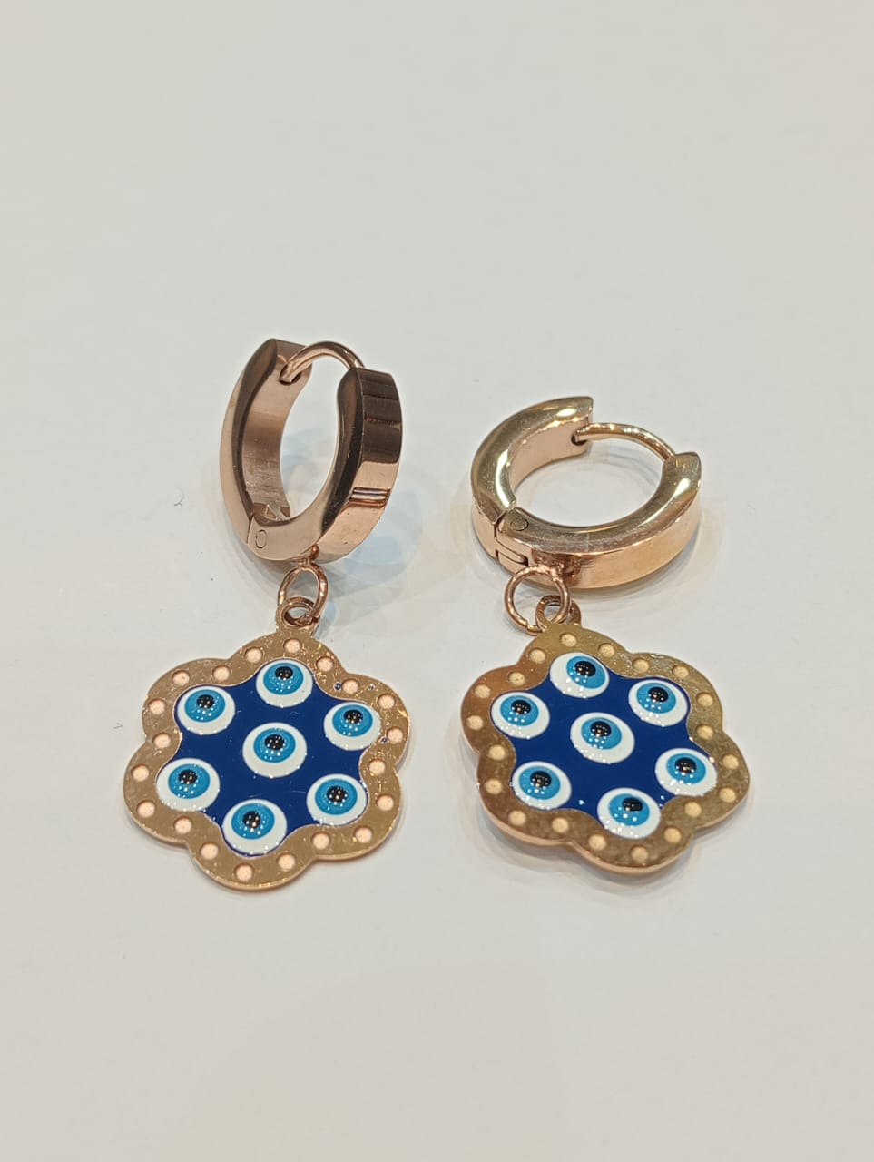 Dainty Gold Plated Stainless Steel Evil Eye Small Hoop Earrings