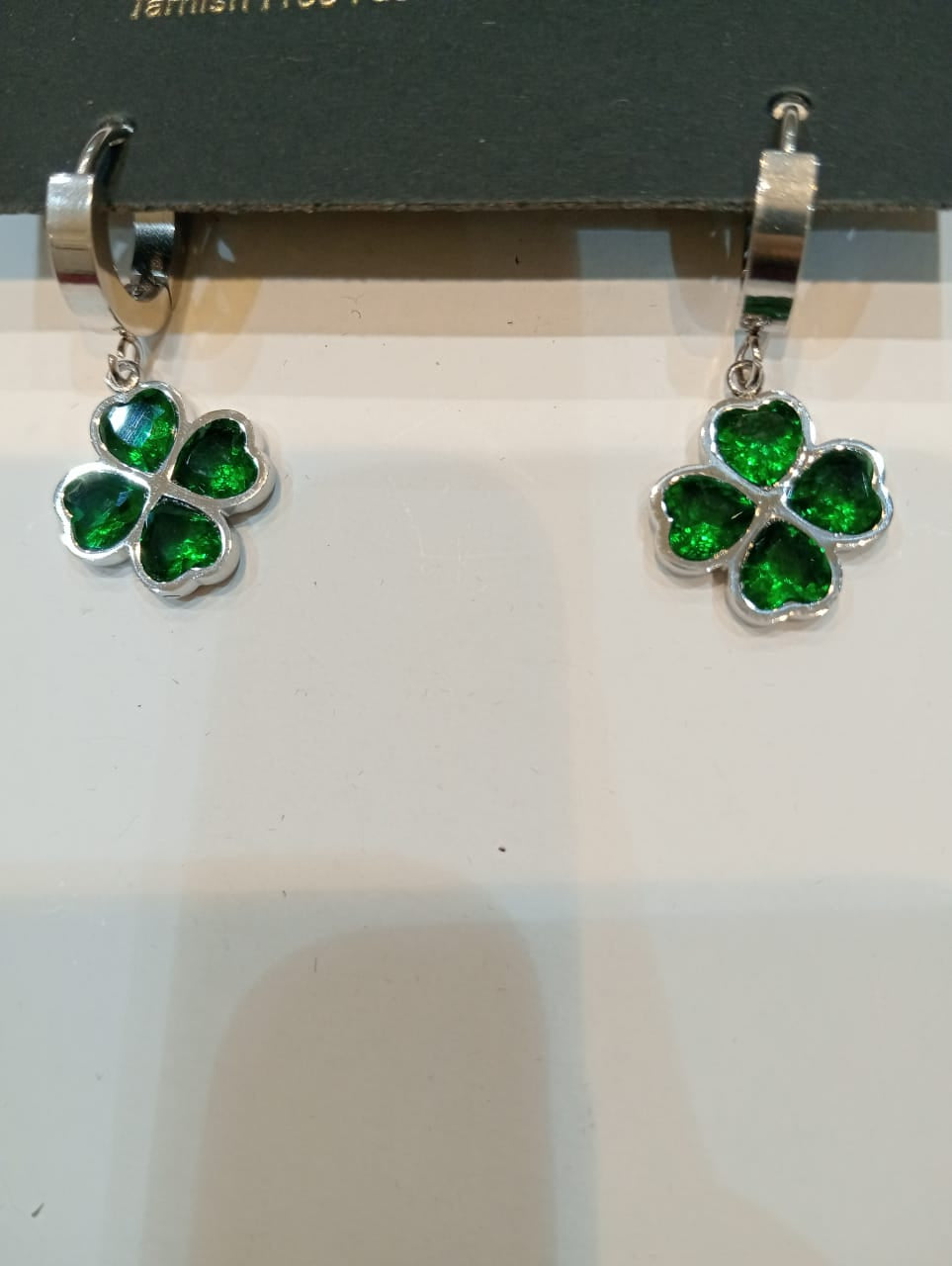 Unique Four-Leaf Green Clover Stainless Steel Charm Earrings For Women