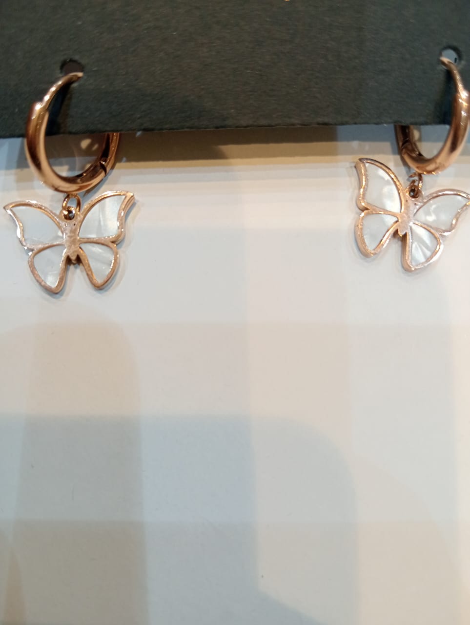 Butterfly Dangle  Stainless Steel Gold Plated White Shell Earrings For Women