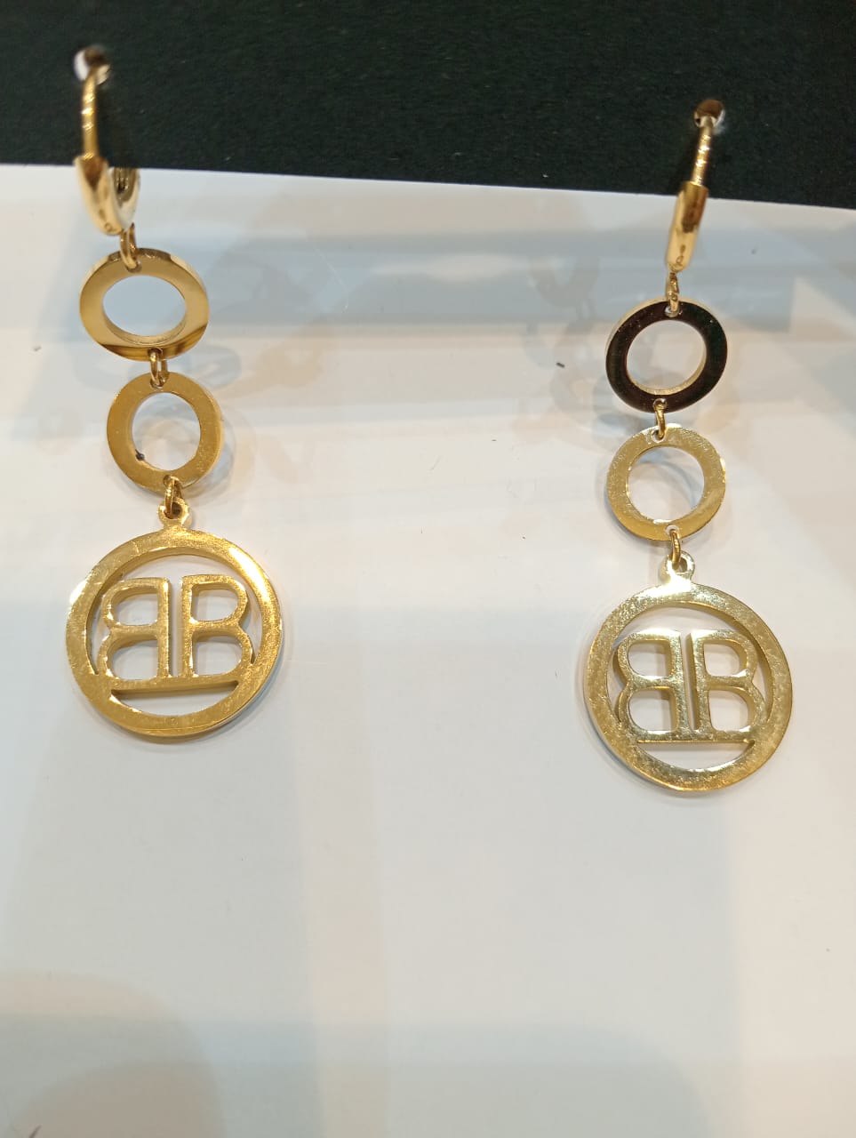 Punk 18k Real Gold Plated Double Letter B Drop Earrings for Women