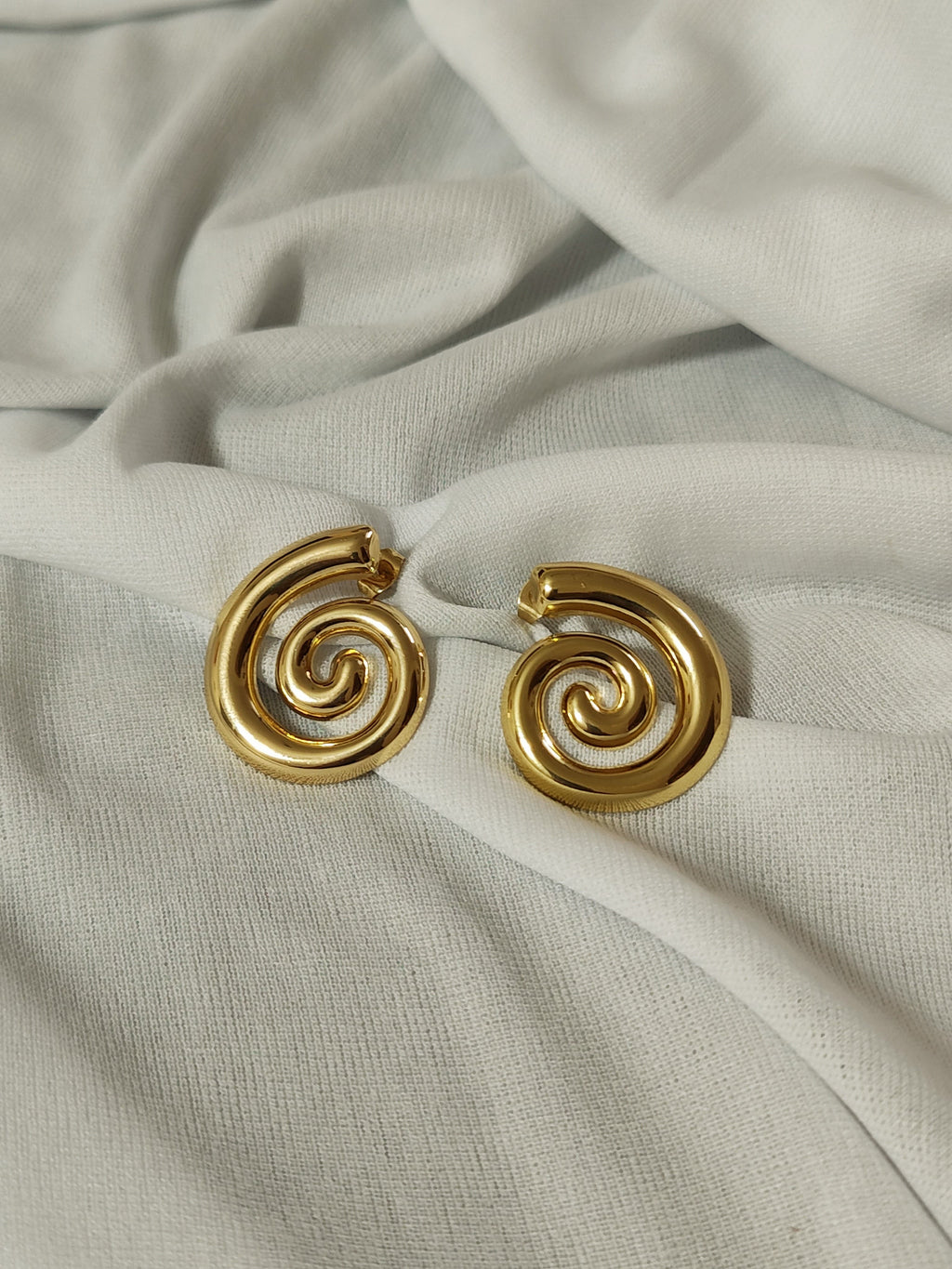 Gold Plated Stainless Steel Anti Tarnish Spiral Chunky Earrings