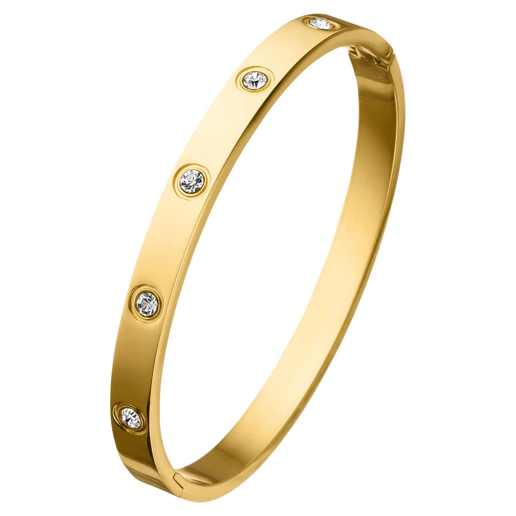 Gold Plated Stainless Steel Contemporary and Anti-Tarnish Love AD Bracelet for Women