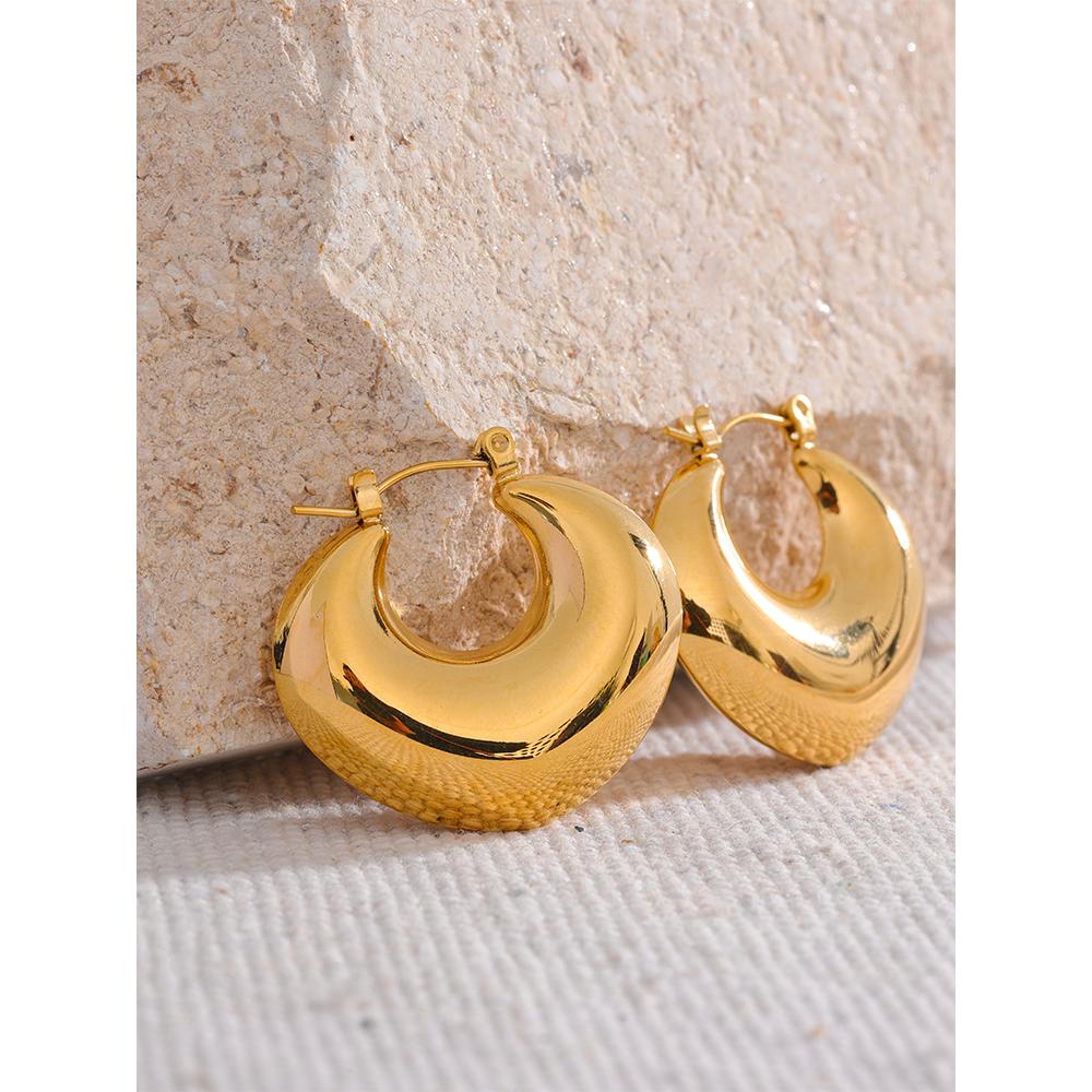 Gold Plated Anti Tarnish Chunky Statement Hoop Earrings