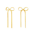 Gold Plated Anti Tarnish Bow Themed Drop Earrings for Girls & Women