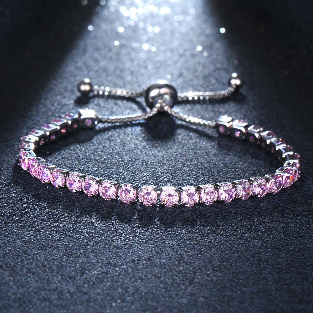 Stainless Steel Round Cut Cubic Zirconia White Anti Tarnish Tennis Bracelet for Women