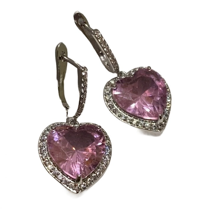 Korean Fairy Style Delicate Pink Peach Heart Design Glitter Earrings