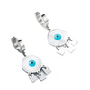 18k Gold Plated Stainless Steel Blue Evil Eye Shell Hoop Tassel Earring