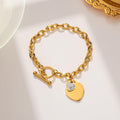 Gold-Plated Anti-Tarnish Heart Themed Charm Bracelet for Women