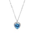 Anti-Tarnish American Diamond Crushed Ice Cut Blue Heart Shape Pendant Necklace