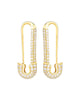 Gold Plated Geometric White Diamond embedded Hoop Pin Drop Stud Earrings For Women