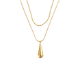 Gold Plated Anti-Tarnish Minimalistic Teardrop Layered Necklace for Women