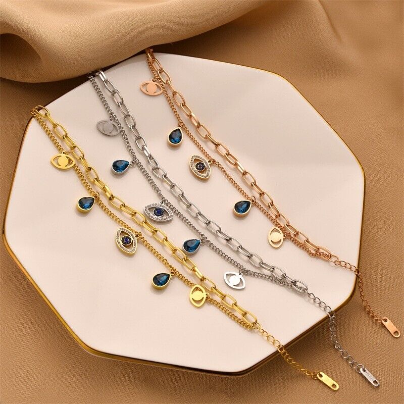 High-Quality 316L Stainless Steel Gold-Toned Turkish Evil Eye Bracelet for Women - Stylish Wrist Jewelry for Parties and Gifts
