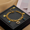 High-Quality 316L Stainless Steel Gold-Toned Turkish Evil Eye Bracelet for Women - Stylish Wrist Jewelry for Parties and Gifts