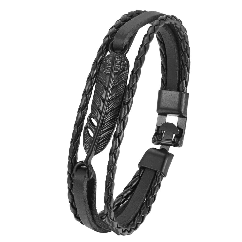 Stylish Unisex Braided Faux Leather Wristband Bracelet - Suitable for Men and Women