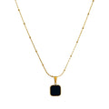 Gold Plated Anti-Tarnish Black Geometric Pendant Necklace for Women