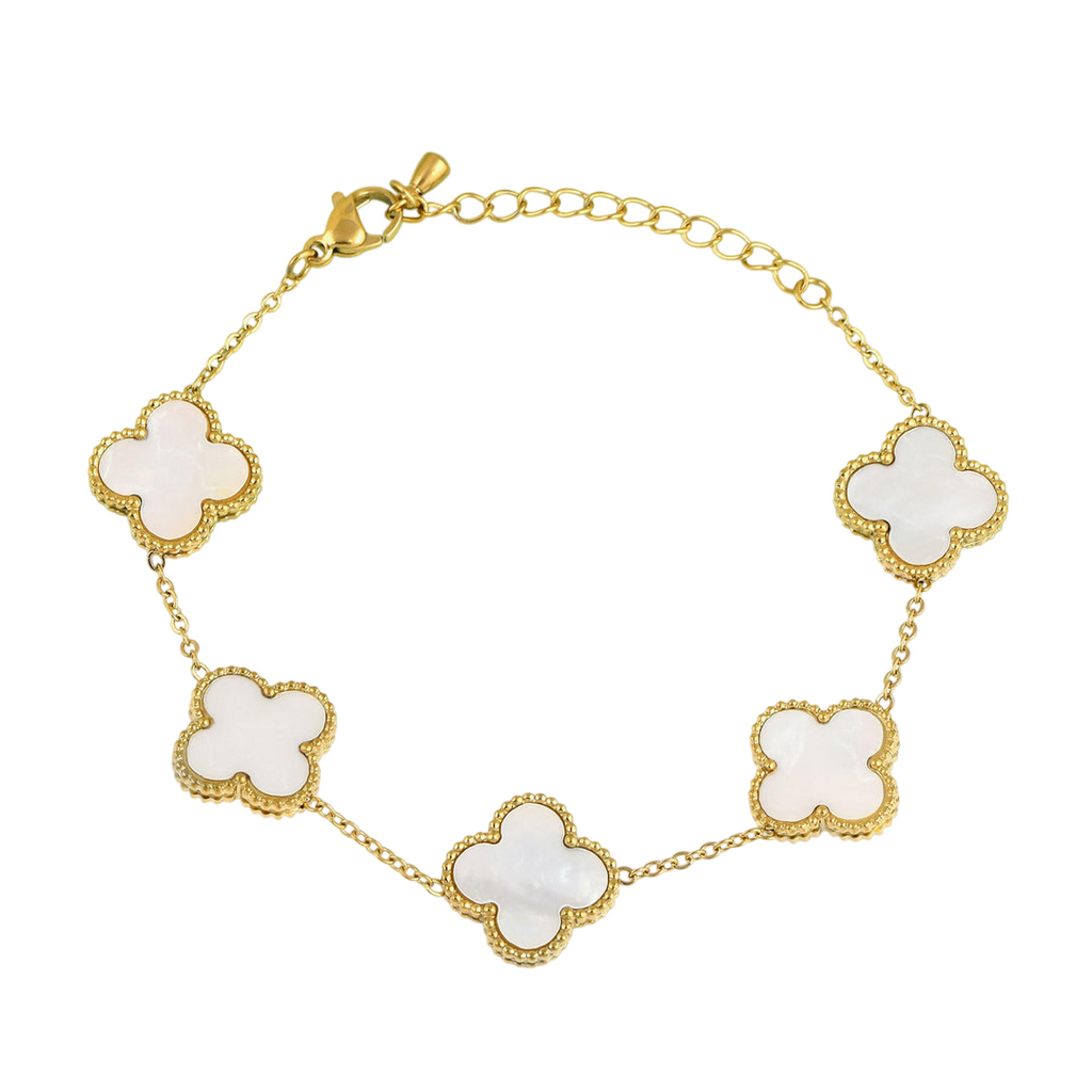 Gold-Plated Golden Anti-Tarnish Clover Bracelet for Girls and Women