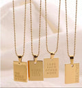 18k Gold Plated Stainless Steel Inspirational Rectangle Pendant Necklace
