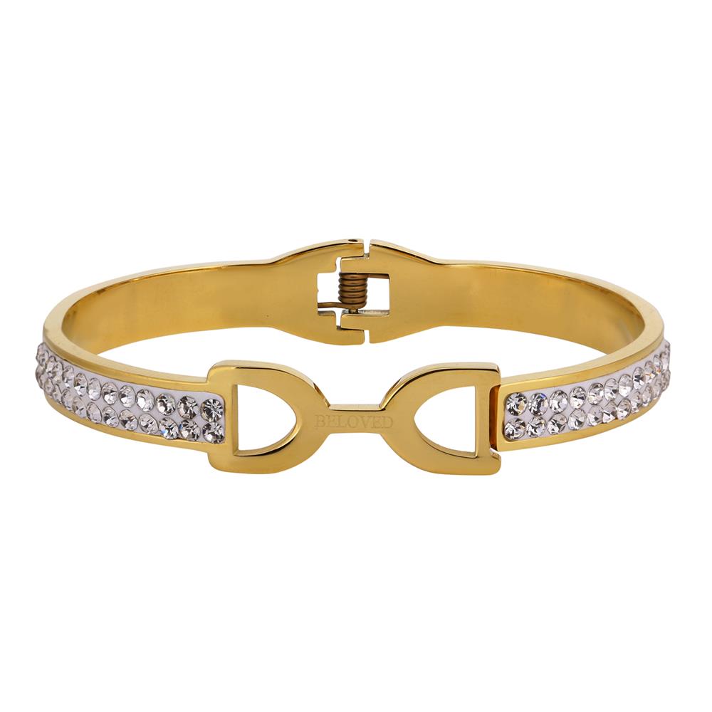 Premium Quality Gold Plated Bracelet with White Stones for Women