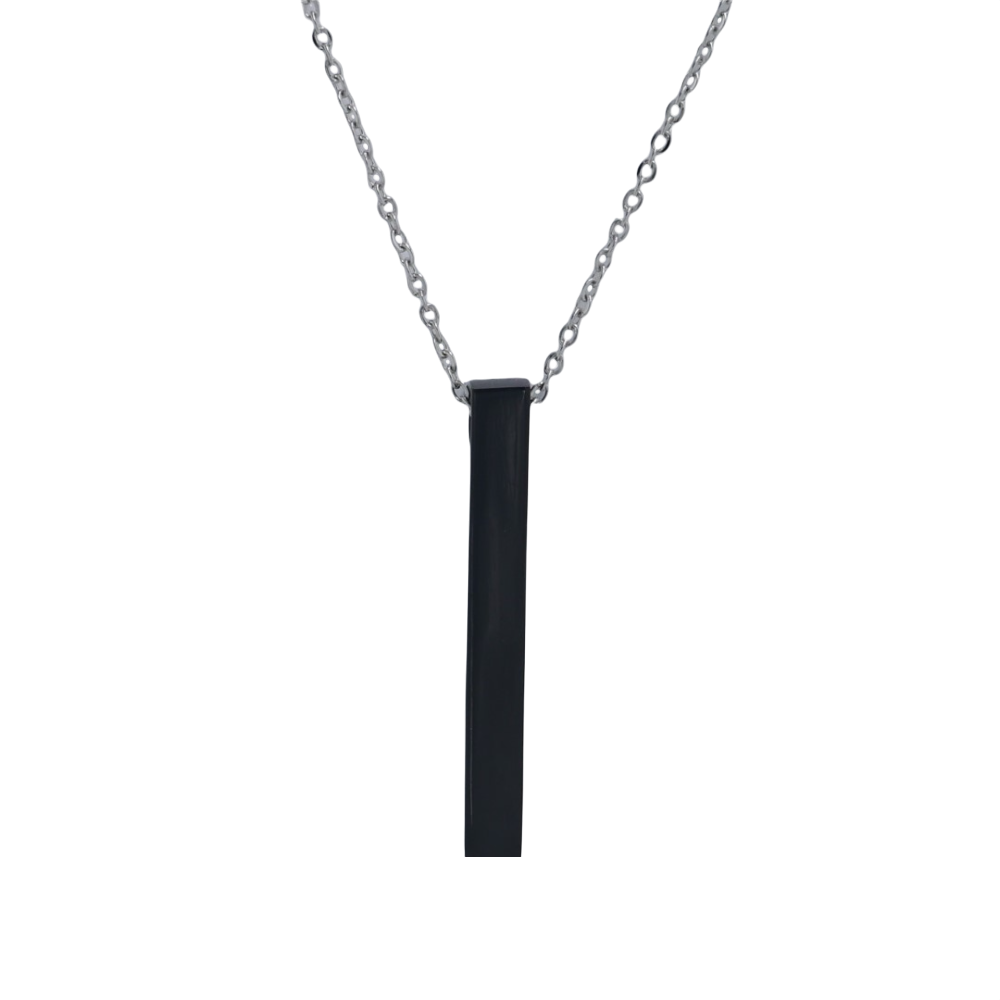 Thin Chain Custom Name Bar Pendant Chain for Men Women Black Color