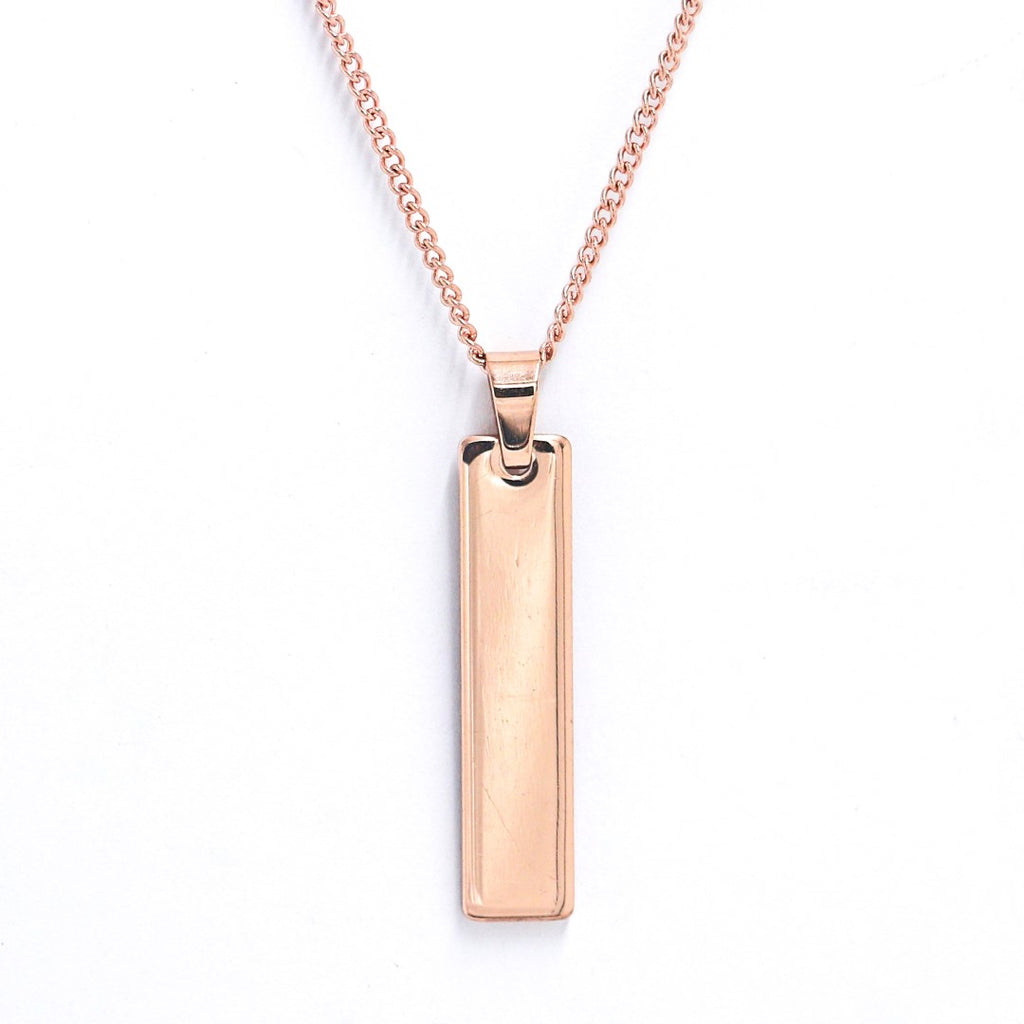 Medium Size l Shape Pendant With Thin Chain for Men & Women -  Rose Gold Color